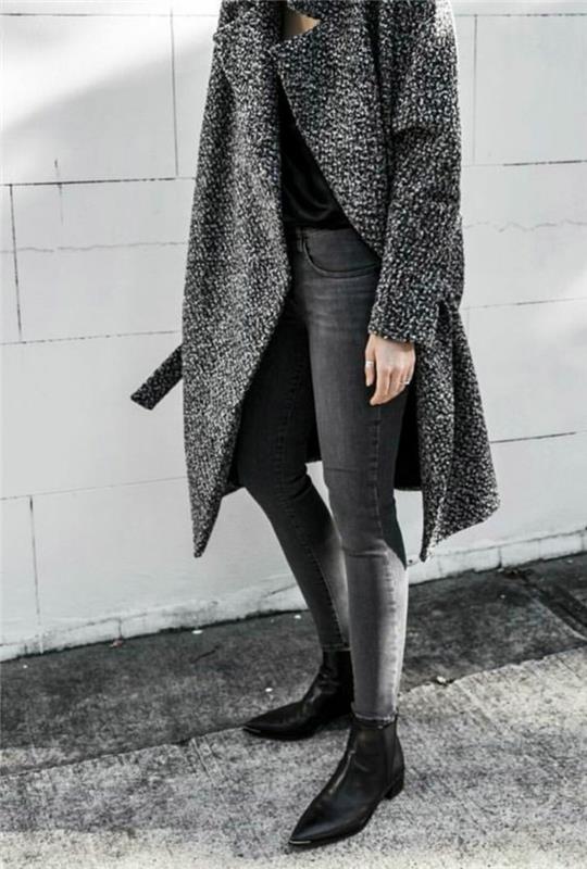 παλτό γκρι κυρίες τάσεις μόδας φθινόπωρο μόδα σκούρα χρώματα