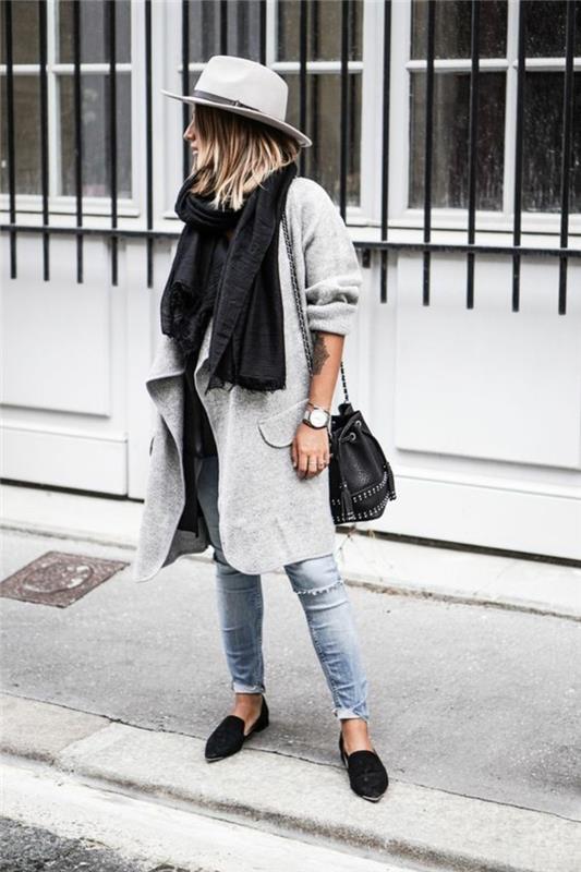 παλτό γκρι γυναικείες τάσεις μόδας φθινόπωρο μόδα στυλ δρόμου