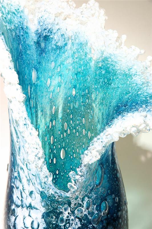 θαλάσσια διακοσμητικά βάζα γυάλινη τέχνη σχεδιασμός ωκεάνια κύματα έμπνευση