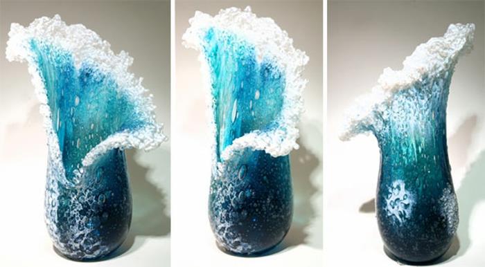 θαλάσσια διακοσμητικά βάζα γυάλινη τέχνη σχεδιασμός βάζο ωκεάνιων κυμάτων