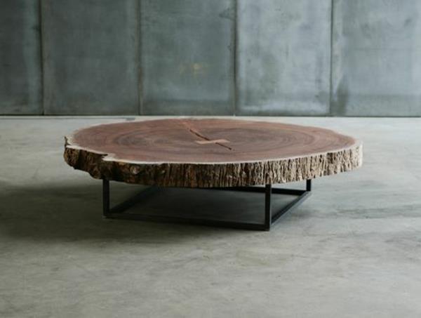 Τραπέζια καφέ από μασίφ ξύλο από μεταλλικό κορμό δέντρου