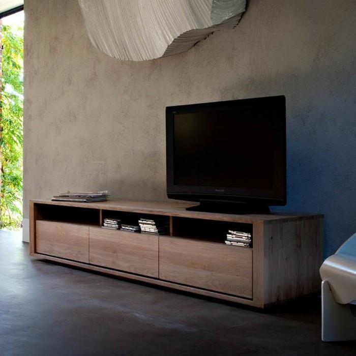 μασίφ ξύλο έπιπλα κομψή τηλεόραση ιδέες σαλονιού