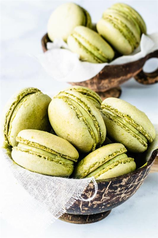 Bήσιμο matcha γαλλικά macarons