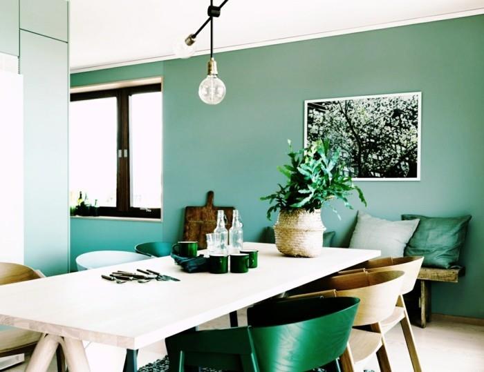 έπιπλα πολύχρωμες πράσινες καρέκλες ρίξτε μαξιλάρια φυτό