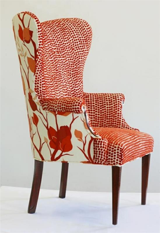 υφάσματα επίπλων επικαλυμμένη καρέκλα κόκκινο λουλούδι μοτίβο διακεκομμένο μοτίβο μπορεί να ξαναχρωματιστεί