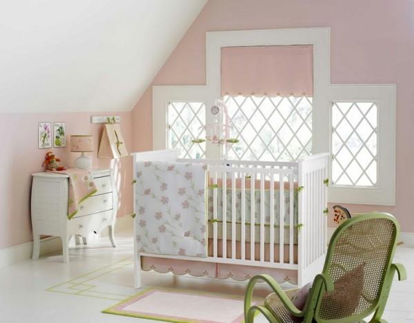 κοριτσια δωματιο μωρου ανοιχτο ροζ τοιχους πράσινους τόνους