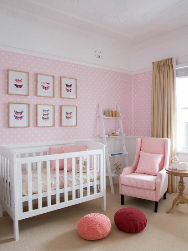 κορίτσι μωρό διακόσμηση τοίχου τοίχου ροζ ταπετσαρία μπεζ κουρτίνες