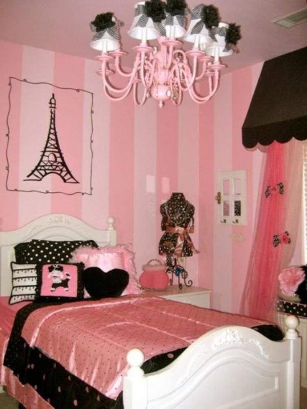 κοριτσίστικο δωμάτιο ροζ ρίγες διακόσμηση τοίχου