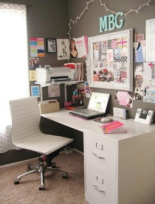 girly γραφείο σπίτι μοντέρνο εξοπλισμό λευκά χρώματα