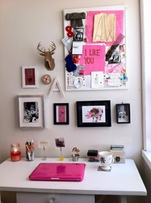 κοριτσίστικο σπίτι γραφείο διακόσμηση τοίχου εικόνες καρέ ροζ