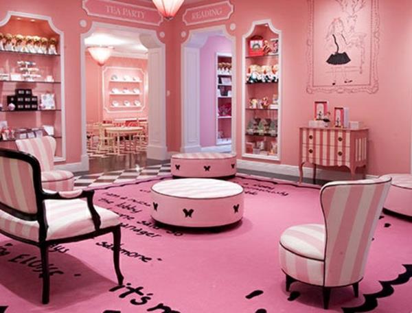 ιδέες σχεδιασμού δωματίου κοριτσιών ροζ στυλ στρογγυλό σκαμπό