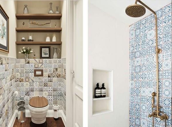 Μεσογειακός σχεδιασμός μπάνιου με συνονθύλευμα τοίχους