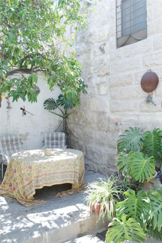 μεσογειακό τραπέζι ιδεών σχεδιασμού κήπου βεράντας