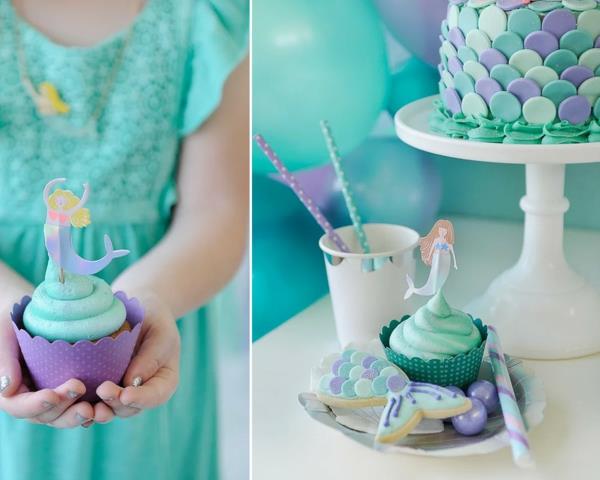 γοργόνα cupcakes κέικ παιδικά γενέθλια