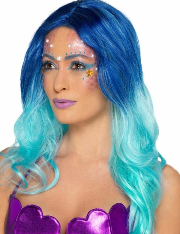 Γοργόνα make up ombre μαλλιά μπλε