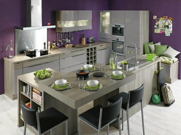 metod kitchens γκρι μοβ βαφή τοίχου σχεδιασμός κουζίνας