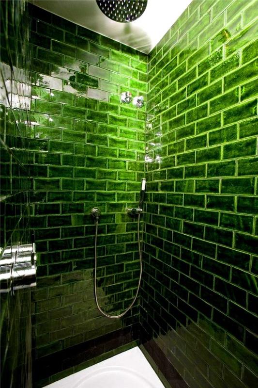 πλακάκια μετρό ασυνήθιστο πλακάκι μπάνιου σχεδιασμός πράσινου τοίχου