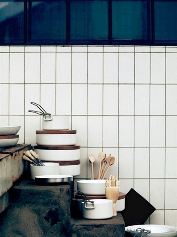 Πλακάκια μετρό μοντέρνες ιδέες επίπλωσης κουζίνας σχεδιασμού τοίχων