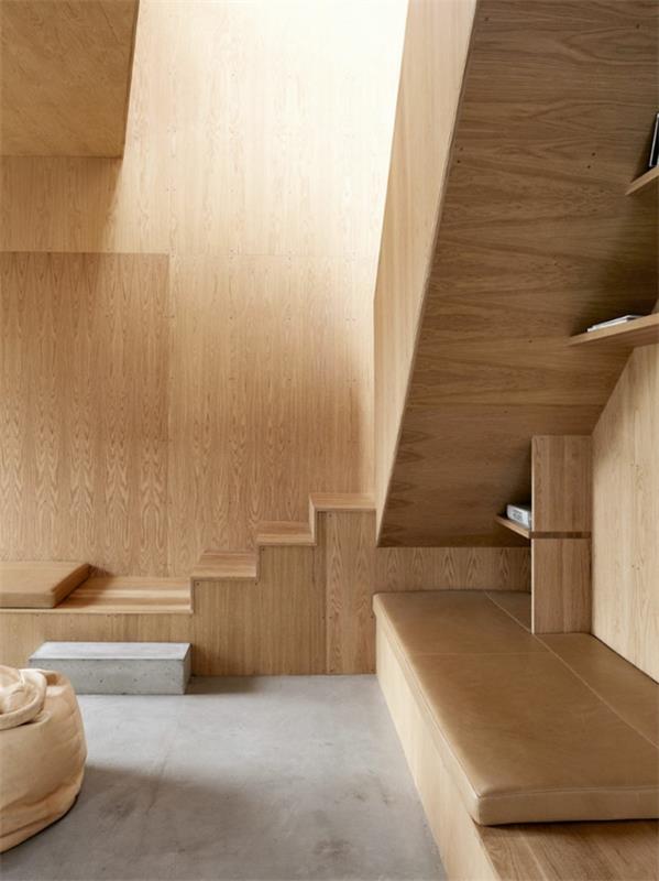μινιμαλιστικά σχεδιασμένα έπιπλα από σκάλες καλοκαιρινής κατοικίας