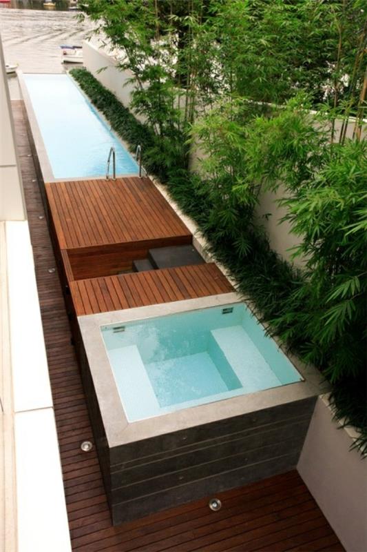 μινιμαλιστικός σύγχρονος κήπος μίνι πισίνας μπανιέρας