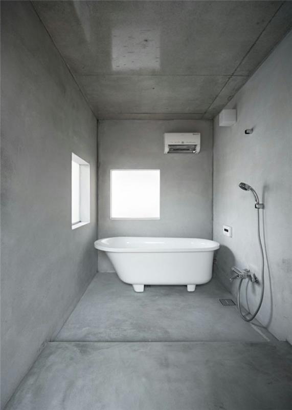 μινιμαλιστικό στυλ μινιμαλιστικό μπάνιο γκρι χρώμα τοίχου
