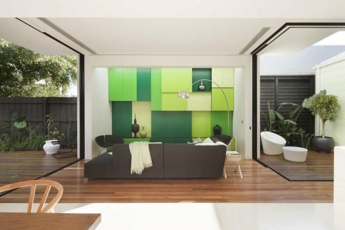 μινιμαλιστικό σαλόνι μοντέρνο σαλόνι μονάδα πράσινο τοίχο φρέσκο ​​και ευρύχωρο