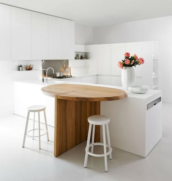 μινιμαλιστική λευκή κουζίνα τραπεζαρία ξύλινο στούντιο elmar