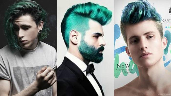 αντρικά χτενίσματα 2017 μπλε-πράσινο χρώμα μαλλιών