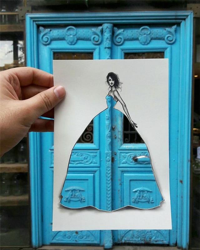 μόδα-σχέδιο-κυρίες-μόδα-ανοιχτό-μπλε-ξύλινη-πόρτα-είσοδος-πόρτα