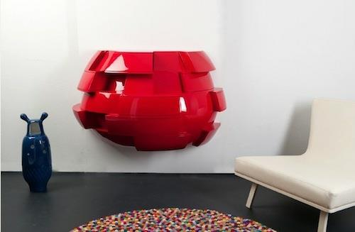 μοντέρνο ντουλάπα ντουλάπα κόκκινο γκρίζο τοίχο προσαρτημένο van wieringen