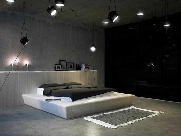 μοντέρνα επίπλωση σύγχρονο υπνοδωμάτιο δροσερό φωτισμό