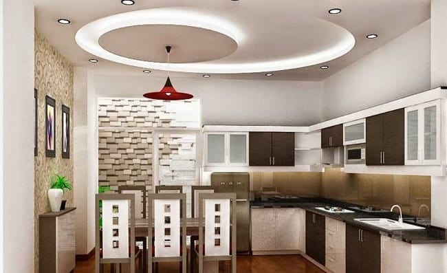 Virtuvės gipso lubų dizainas