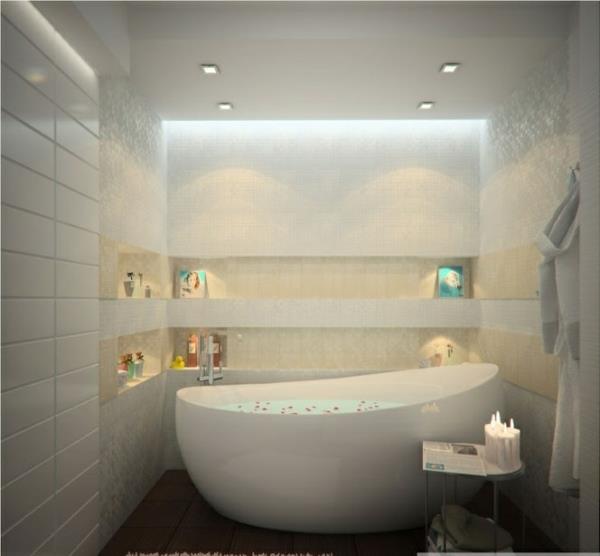 μοντέρνο λευκό μπανιέρα ρομαντικό ντιζάιν μπάνιο