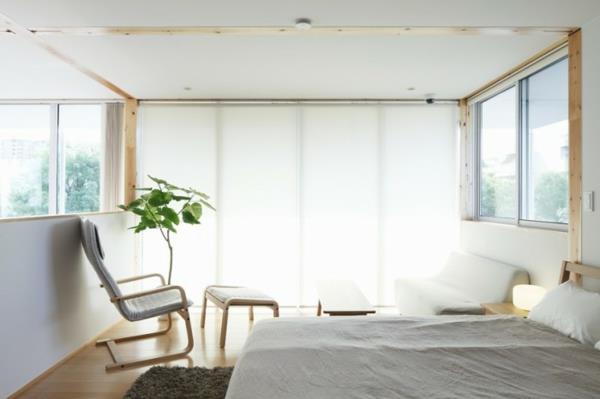 μοντέρνο λευκό υπνοδωμάτιο μινιμαλιστική ιδέα έμπνευσης σχεδιασμός ιαπωνικό στιλ