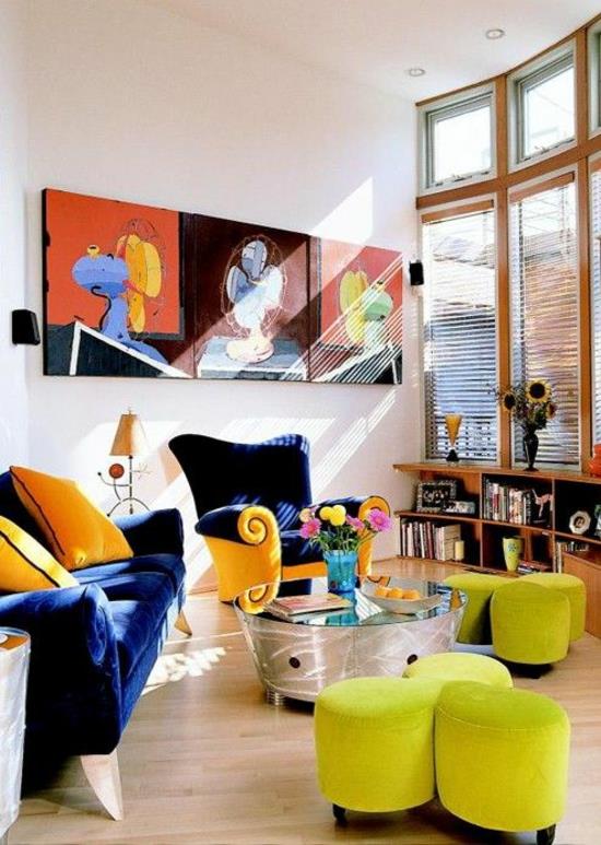 μοντέρνο σαλόνι σχεδιασμός χρώματος σχεδιασμός επίπλων διακοσμητικά έργα τέχνης διακόσμηση τοίχου