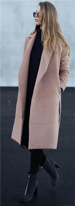 μοντέρνο γυναικείο παλτό τρέχοντα χρώματα μπεζ