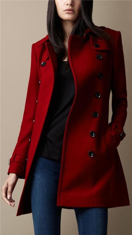 μοντέρνα γυναικεία παλτά τρέχοντα χρώματα σκούρο κόκκινο