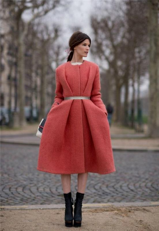 μοντέρνα γυναικεία παλτό τρέχουσα τάσεις χρώματα κόκκινο σολομό