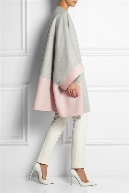 μοντέρνα γυναικεία παλτά τρέχουσα χρώματα γκρι ροζ