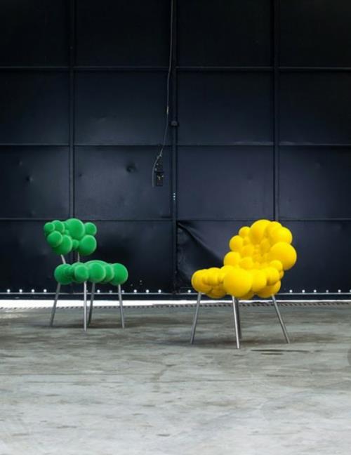 μοντέρνα συλλογή επίπλων πολυθρόνα πράσινη κίτρινη επικαλυμμένη