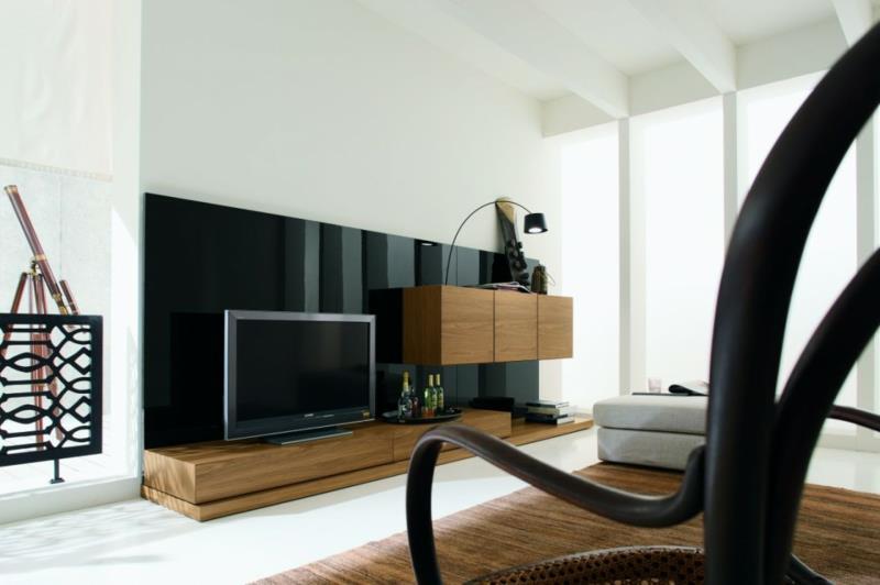 ιδέες μοντέρνας μονάδας τοίχου ξύλινα ράφια πρακτικοί τοίχοι τηλεόρασης