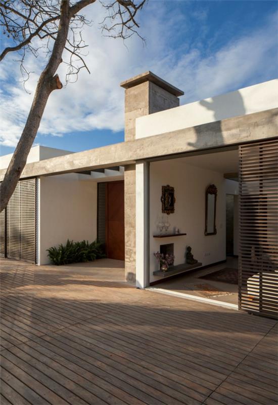 μοντέρνα αρχιτεκτονική σπίτι (σπίτι) φύση ξύλο αβοκάντο ξύλο πλέγμα