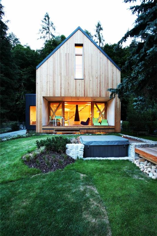μοντέρνα αρχιτεκτονική εξοχική κατοικία ξύλινα σπίτια με βεράντα βεράντα χτισμένο σχεδιασμό βεράντα