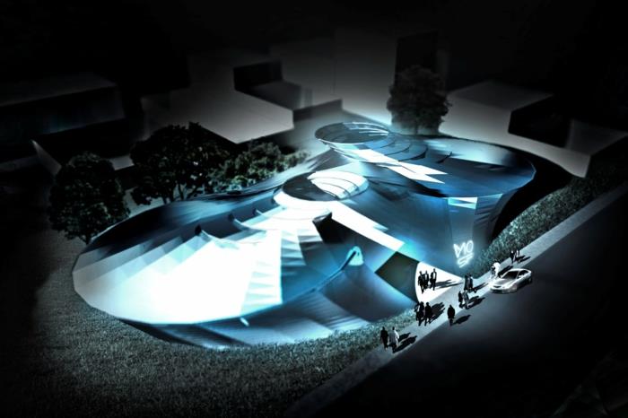 μοντέρνα αρχιτεκτονική μελλοντικές απόψεις μουσείο το μουσείο des scince fiction