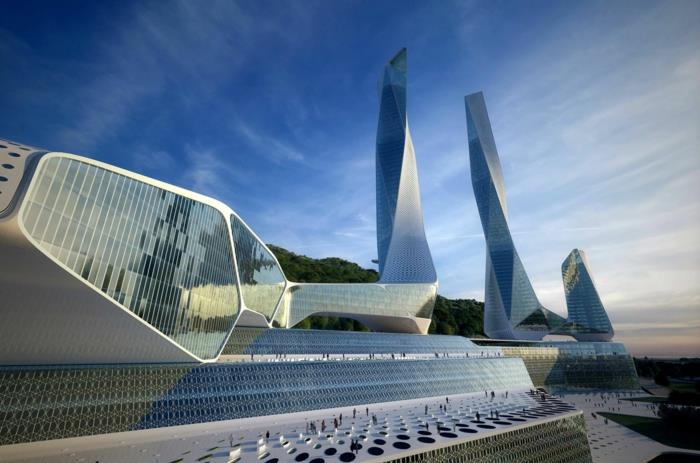 μοντέρνα αρχιτεκτονική μελλοντικές προβολές μουσείο των μελλοντικών οργανικών μορφών πάνελ οροφής