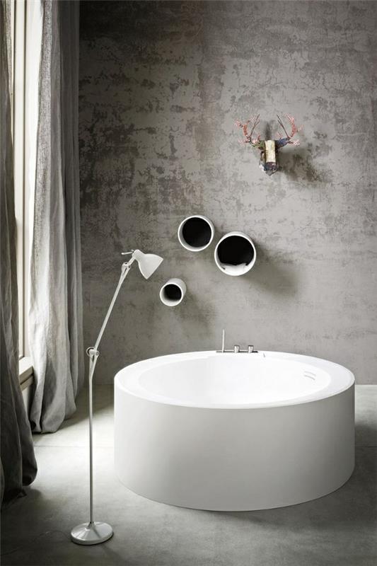 μοντέρνες ιδέες μπάνιου μπανιέρα στρογγυλές λευκές απλές