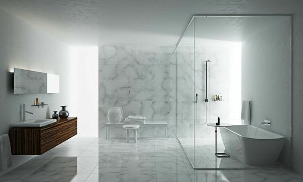 μοντέρνο στυλ εσωτερικού μπάνιου μινιμαλιστικά πλακάκια από γυαλί