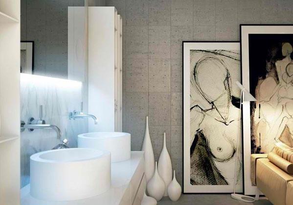 μοντέρνο σχεδιασμό τοίχου μπάνιου τέχνη τοιχογραφία τσιμεντένιο look moma σχέδιο