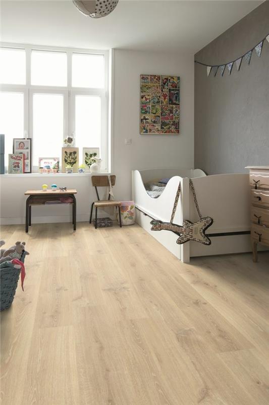 μοντέρνο δάπεδο παιδικό δωμάτιο ξύλινο πάτωμα λευκοί τοίχοι