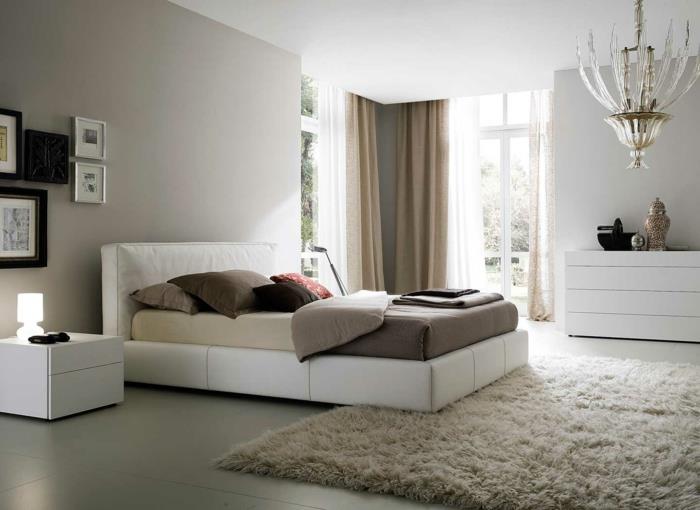 μοντέρνο δάπεδο υπνοδωμάτιο κεραμικά πλακάκια χαλί λευκό κρεβάτι